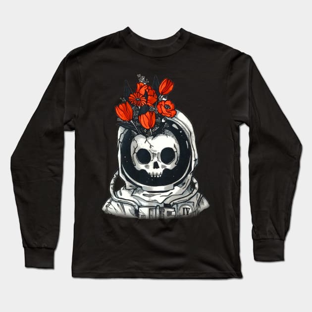 Dead astronaut with flowers design Long Sleeve T-Shirt by BlackIspy